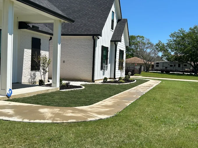 Fresh residential sod lawn installation in Houston TX by Leatherwood Lawn Specialists