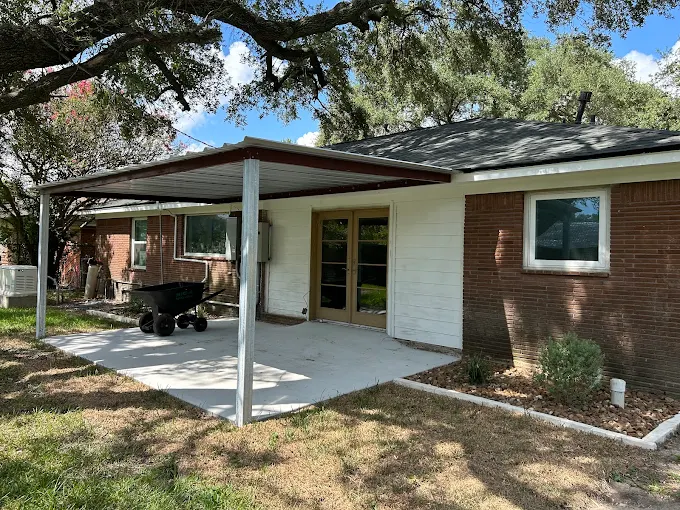 Patio concrete and landscaping project in Houston TX by Leatherwood Lawn Specialists | commercial landscaping, lawn care, lawn maintenance, drainage, concrete, outdoor solutions near Houston TX Patio concrete and landscaping project in Houston TX by Leatherwood Lawn Specialists