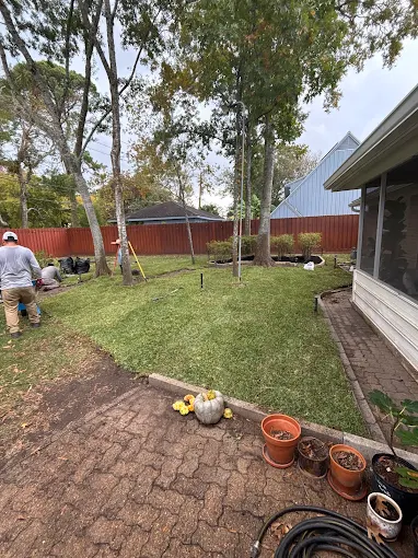 Sod installation and backyard lawn care in Houston TX by Leatherwood Lawn Specialists | commercial landscaping, lawn care, lawn maintenance, drainage, concrete, outdoor solutions near Houston TX Sod installation and backyard lawn care in Houston TX by Leatherwood Lawn Specialists